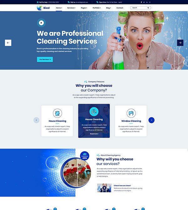 Single-page layout showcasing cleaning service benefits.